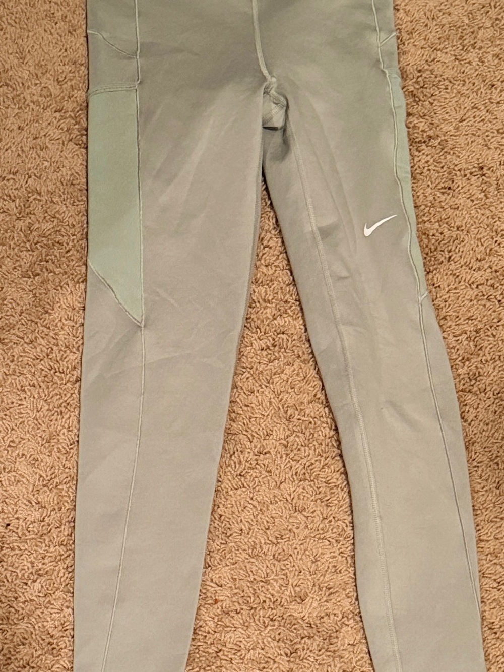 Nike Pro Therma Fit Sage Green Performance Leggings with Side Panel